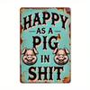Vintage Funny Pig Metal Tin Wall Sign Retro Home Bar Decor