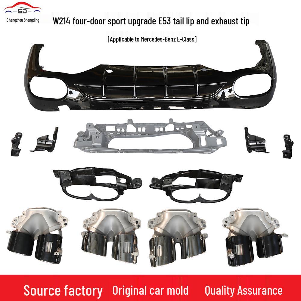 Compatible with 2024+ Mercedes-Benz E-Class W214: E53 Rear Diffuser & Exhaust Tips for Four-Door Sports Upgrade.