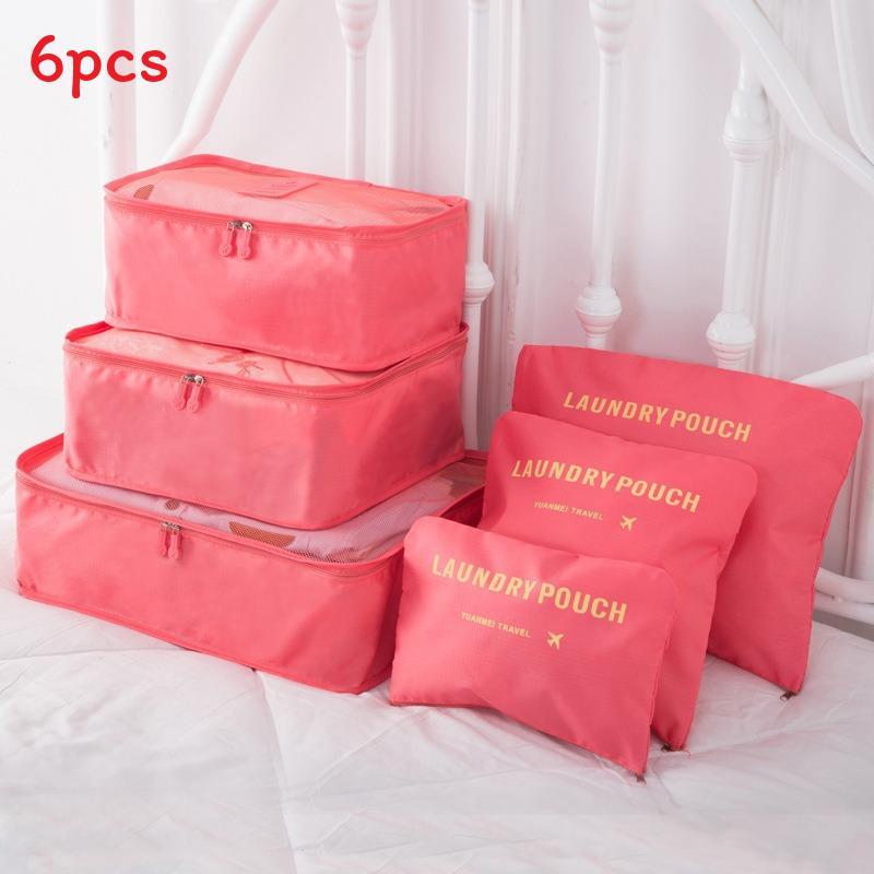 Travel Storage Bags Sixpiece Cubic Set With Multipurpose Compartments For Suitcase Organization