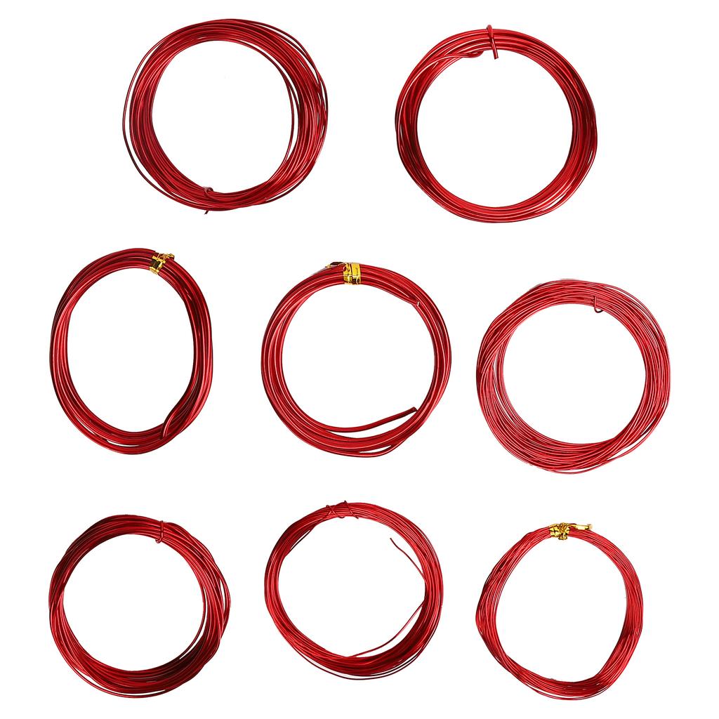 8 Rolls 0.6‑3mm DIY Jewelry Beading Wire Aluminum Craft Wire for Jewelry Making Red