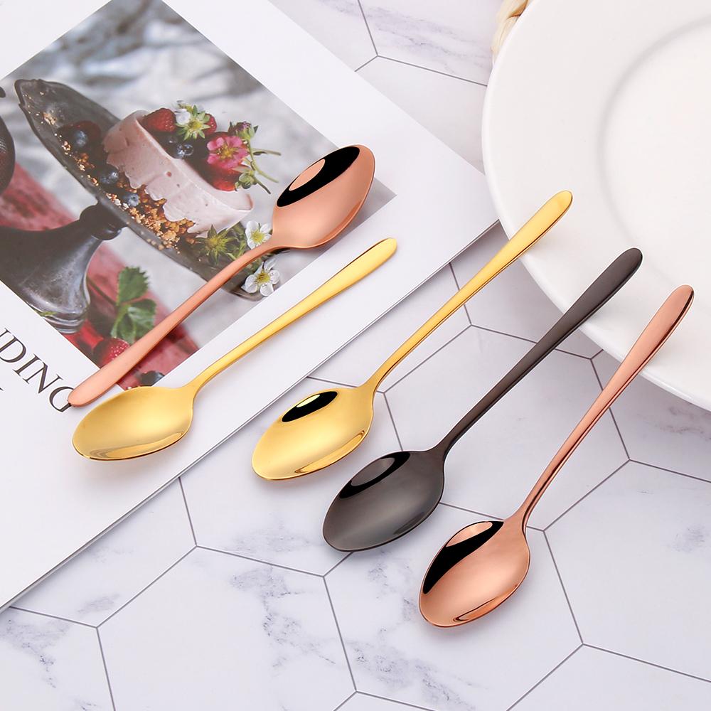3/6/12 Pieces Gold Stirring Teaspoon Stainless Steel Coffee Spoon Set Ice Cream Cake Dessert Mini Spoon Sliverware Party Cutlery4