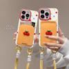 Cherry Doll for Apple 16promax Mobile Phone Case Iphone15 Card Bag Lanyard 17 Silicone 14 Protective Case