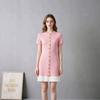 New French Xiaoxiangfeng Black Short-sleeved Dress, Pure Temperament Splicing Fake Two-piece Buckle Versatile Skirt