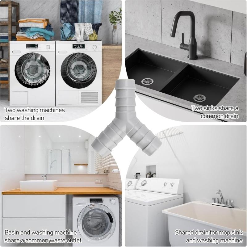 Multifuntional Various Outlet Laundry Drain Connector Y Shaped Splitter Plastic Texture Suitable for Efficient Drainage