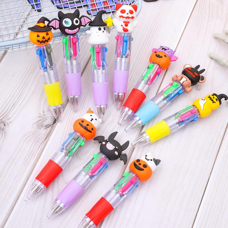 50-1 Halloween Mini Four-color Ballpoint Pen Cute Cartoon Halloween Gift Colored Pen for Elementary School Students