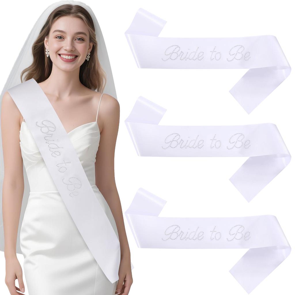 Crystal Embroidered Double-Layer Veil & Rhinestone Belt Set for Bachelorette or Wedding