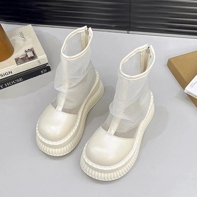 Sommermode Mesh-Oberfläche Damenstiefel Schuhe für Frauen 2025 Neu Schwammsohle Einfarbig Ausgehöhlt Atmungsaktive Damenschuhe