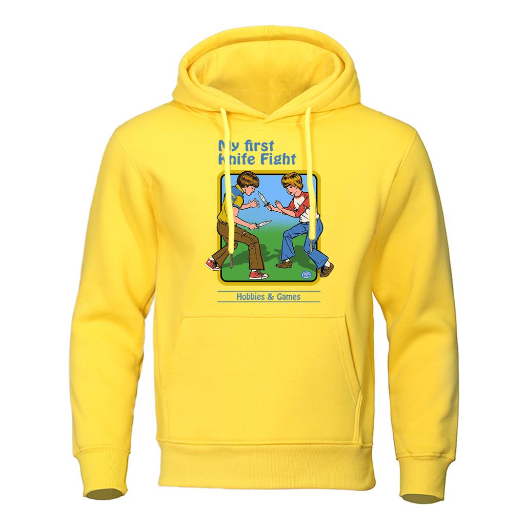 My First Knife Fight Printing Hoodies Casual Fashion Soft Streetwear Crewneck Fleece Sweatshirt Pullover Hip Hop Hoody