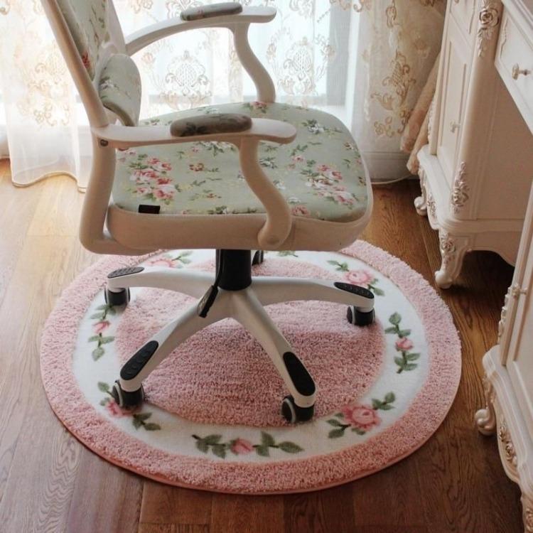 Circular Carpet Floor Mat Computer Chair Mat Simple Makeup Stool Foot Mat Anti Slip Carpet