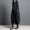 2024 Spring/Autumn Women's Korean Style Loose Plus Size Cotton Linen Long Sleeve Dress
