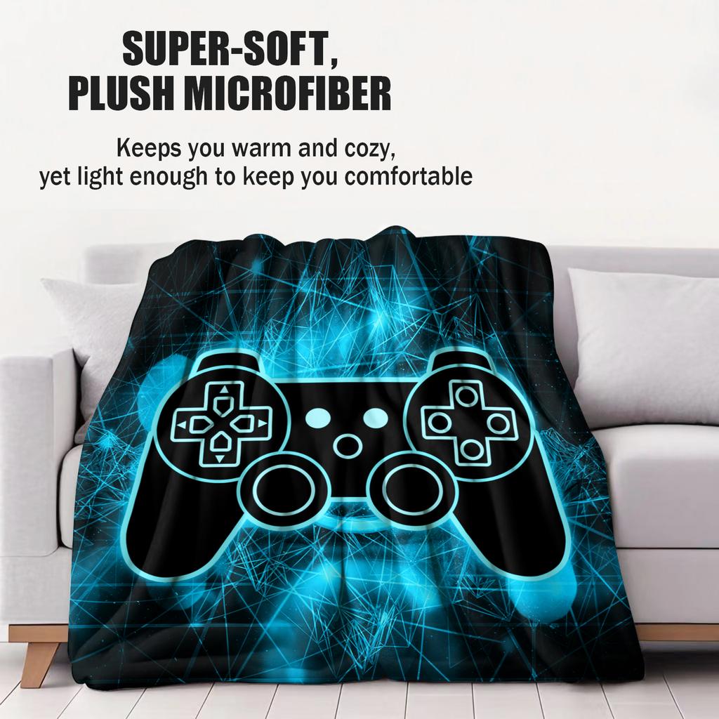 Game player controller pattern Flannel printed blanket suitable for all seasons suitable for living room office sofa and travel