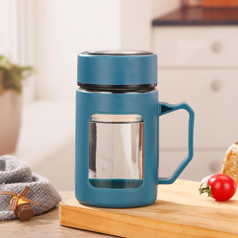 Large Capacity Insulated Glass Water Cup with Portable Tea Infuser