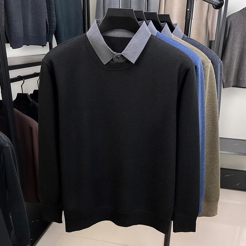 

Firstview Men s Faux Two-Piece Long-Sleeve Sweater M