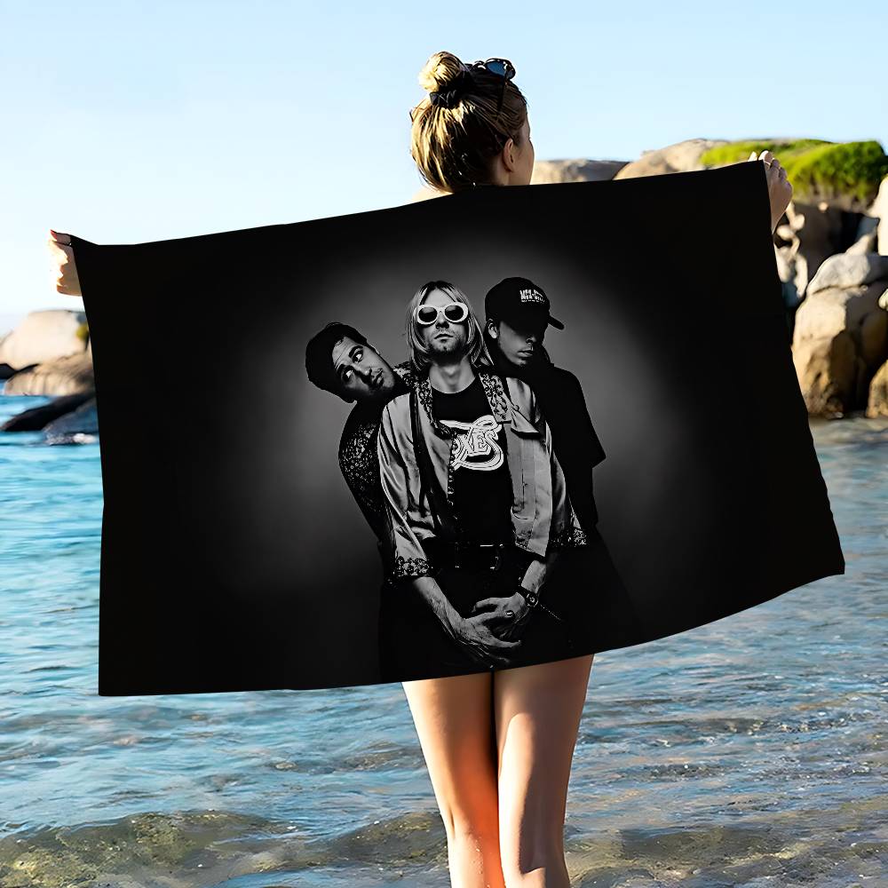 A-N-Nirvana-Rock Band Asciugamano da Bagno Microfibra Morbido Assorbente Traspirante Per Ragazza Bambini Decorativo Cartone Animato Asciugamano da Spiaggia