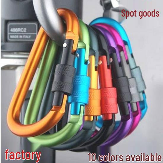 8CM Bold Aluminum Carabiner with Lock, D-ring, Quick Release, Snap Hook, Nut & Hanging Buckle for Backpack