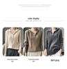 Korean Style Zipper Knit Cardigan - Long Sleeve, Loose Fit, Solid Color Hoodie
