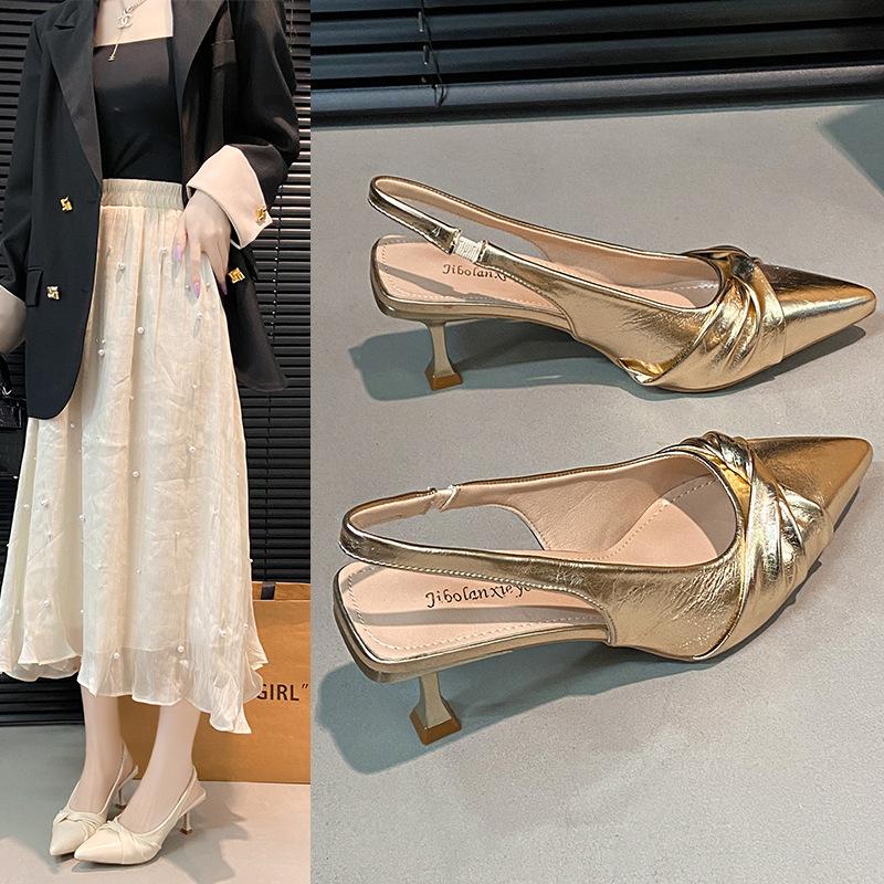 Fashion Women's Modern Sandals Summer New Fashion Back Strap Pointed Toe High Heel Shoes Ladies Elegance Slip On Dress Party Pumps Shoes