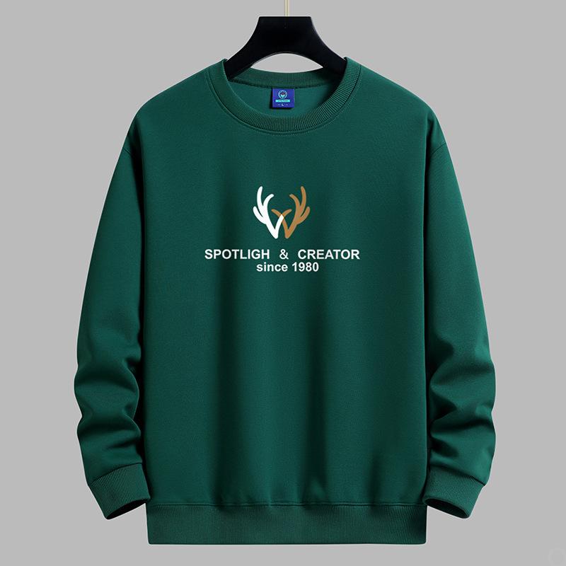 

Мужская толстовка с круглым вырезом и рисунком рогов, модная повседневная толстовка с длинным рукавом 5XL темно-зеленого