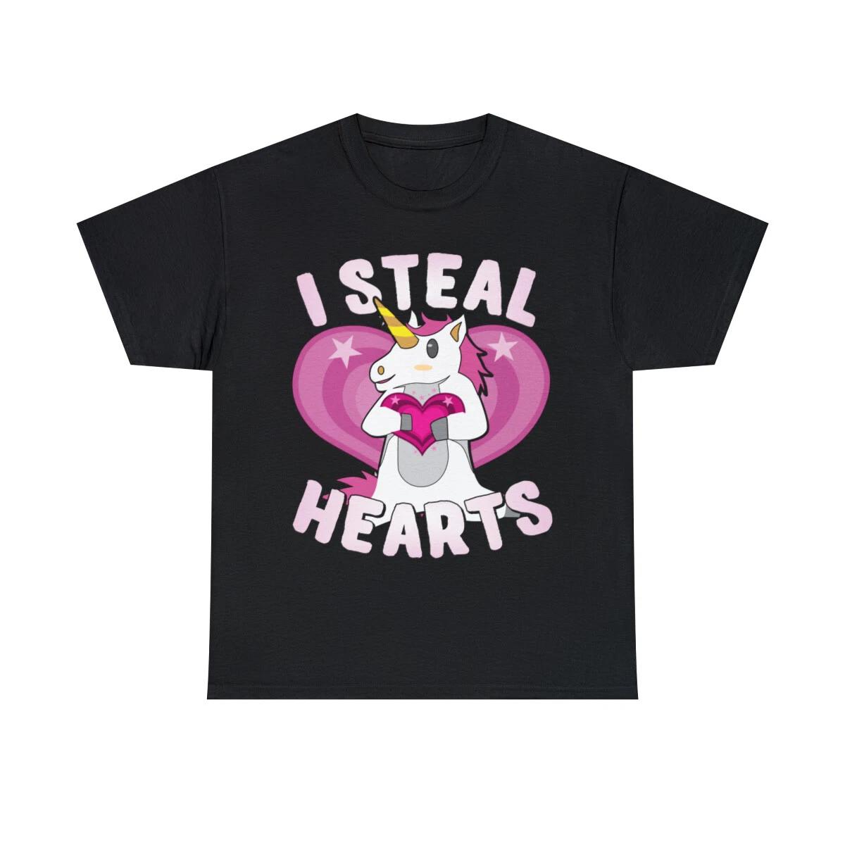 I Steal Hearts Unicorn Valentine s Day Graphic Tee Shirt, S-5XL 2XL