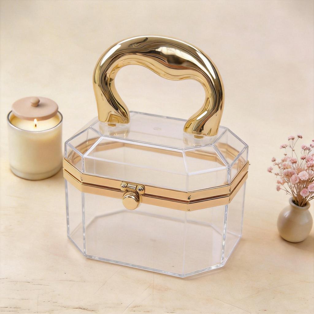 Acrylic transparent bag women's 2026 new pearl chain handbag shoulder chain box bag