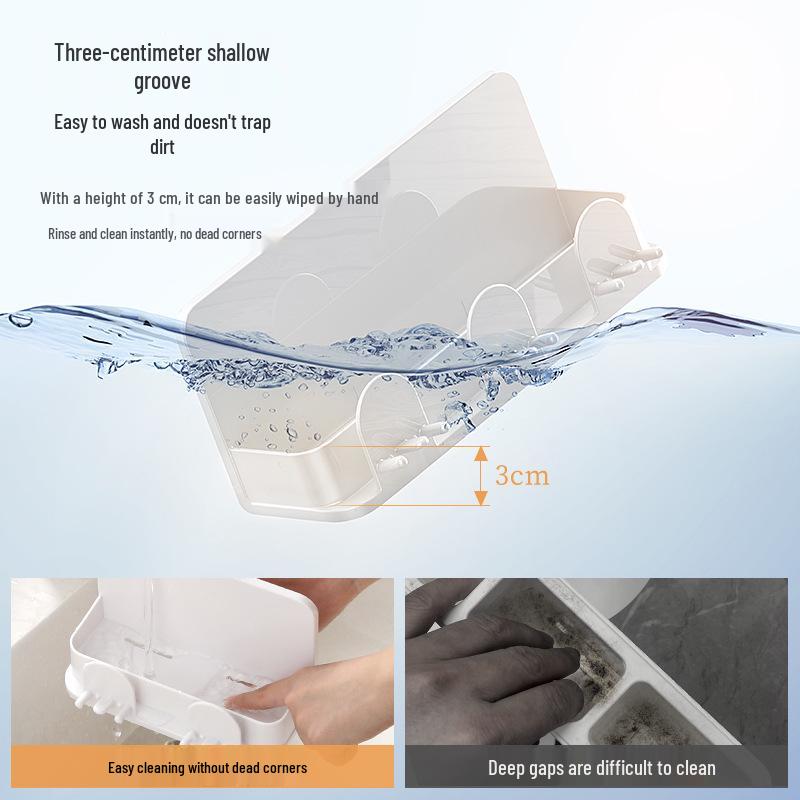 Wall-Mounted Toothbrush & Toothpaste Holder with Mouthwash Cup, Punch-Free