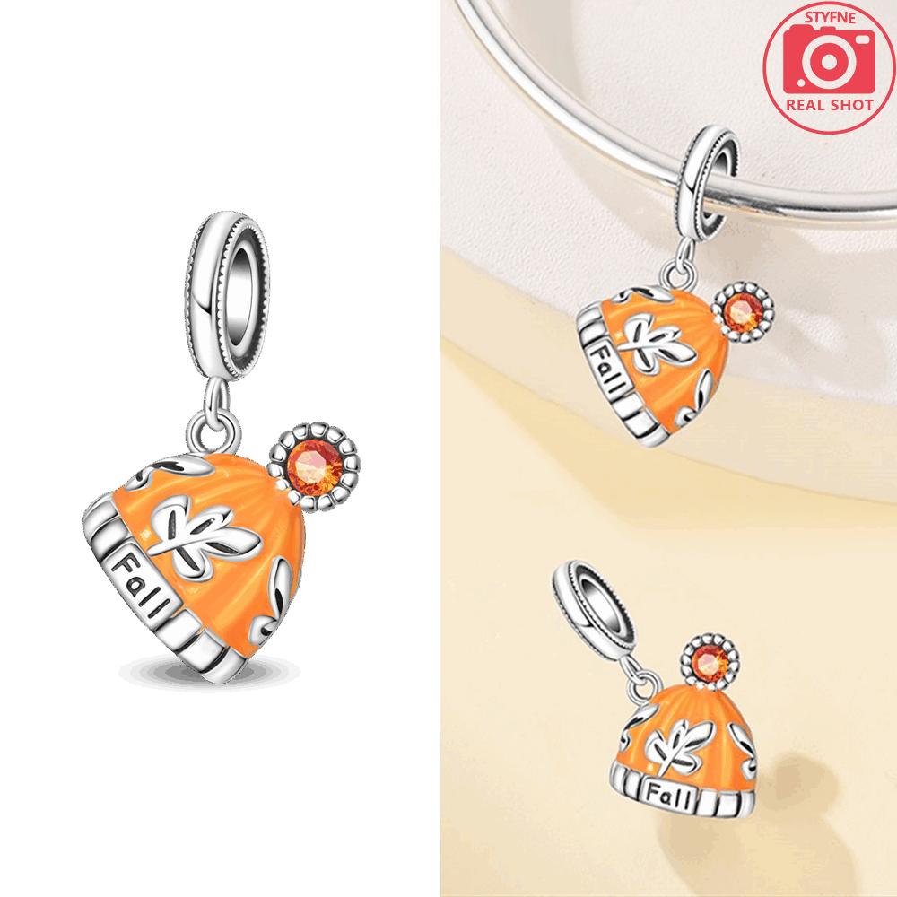 

Original Copper Pumpkin Orange Pendant Flower Basket Pumpkin Candy Hat Bead Fit Bracelet Accessory Women Jewelry Diy Gift
