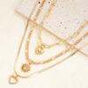 3Pcs/Set Boho Heart Pendant Necklace for Women European And American Copper Metal Gold Color Hollow Love Necklace Punk Jewelry