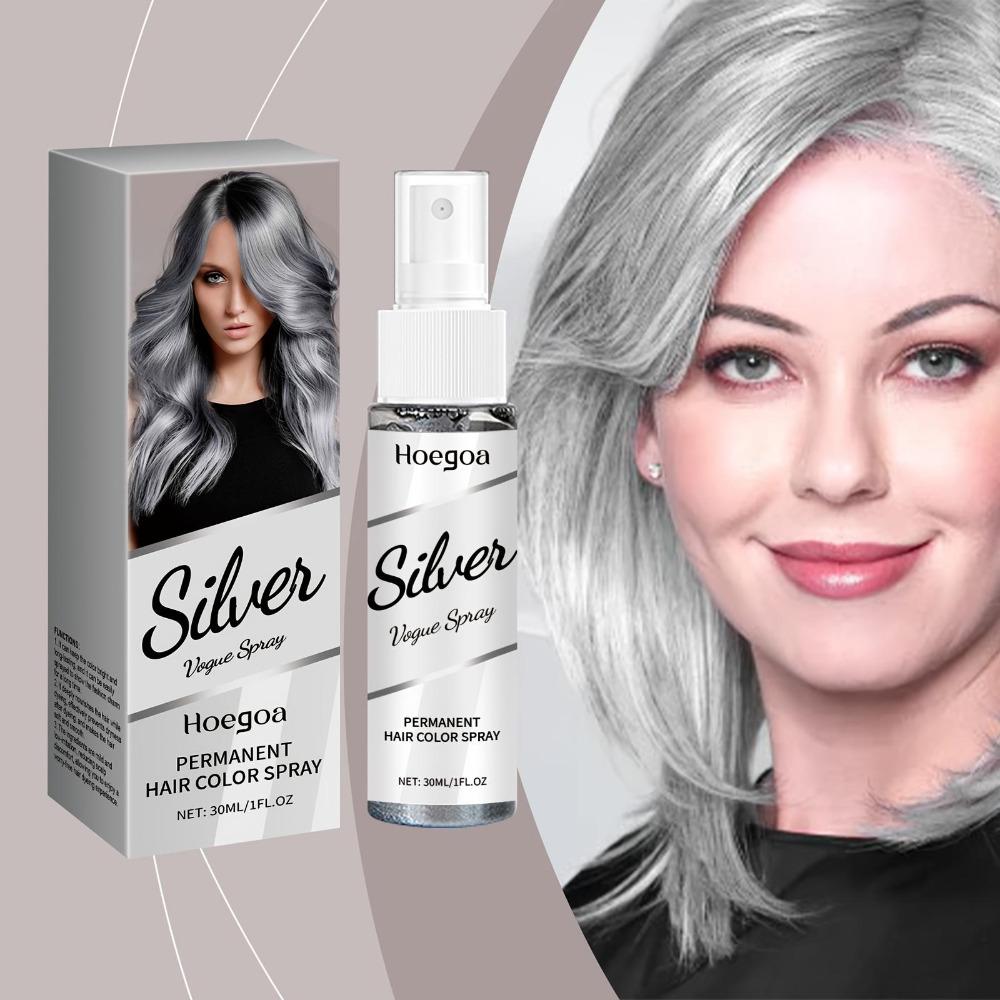 Spray Colorante per Capelli Grigio Argento Permanente Tinta per Capelli Grigio Nonna Unisex Stile Punk alla Moda Fumoso Colorazione Rapida Spray per Capelli 30ml