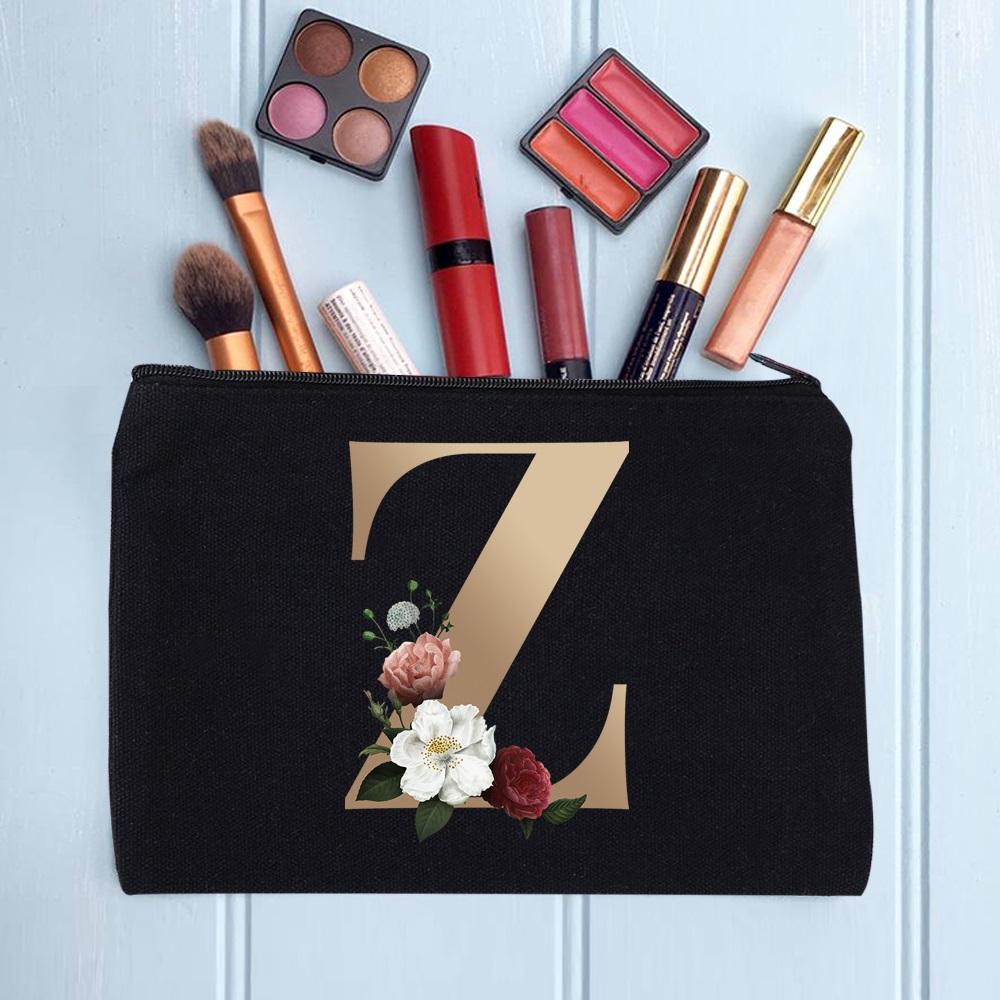 Damen Kosmetiktasche Make-up Tasche Weiblich Initialen Namensbuchstaben Muster Lippenstift Taschen Handtaschen Reißverschluss Federmäppchen für das Büro