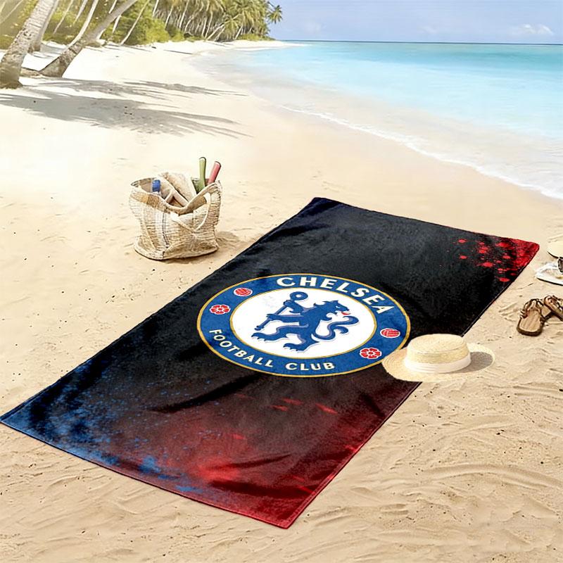 Chelsea F Print Beach Towel, Large Soft Quick Dry Towel for Beach Camping Swimming