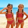 Girls Two Piece Swimsuit Tankini Set Kids Summer Swimwear Soft Fabric Comfortable Fit Durable Construction Suitable for Beach Pool Activities
