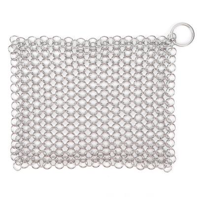Cast Iron Cleaner with Hanging Ring Chainmail Scrubber Stainless Steel Metal Cleaning Brush for Griddle Skillet Dutch Oven