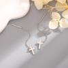 Fashion Silver Color Cross Line Earring for Women Girls Long Tassel Drop Earring Delicate Piercing Ear Jewelry Accessories