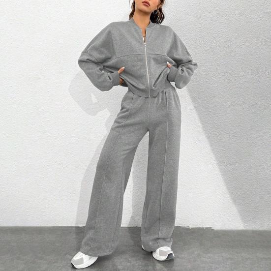 Women's 2 Piece Outfits Fall Casual Zip Up Tracksuit Long Sleeve Sweatshirt And Wide Leg Sweatpant Lounge Set
