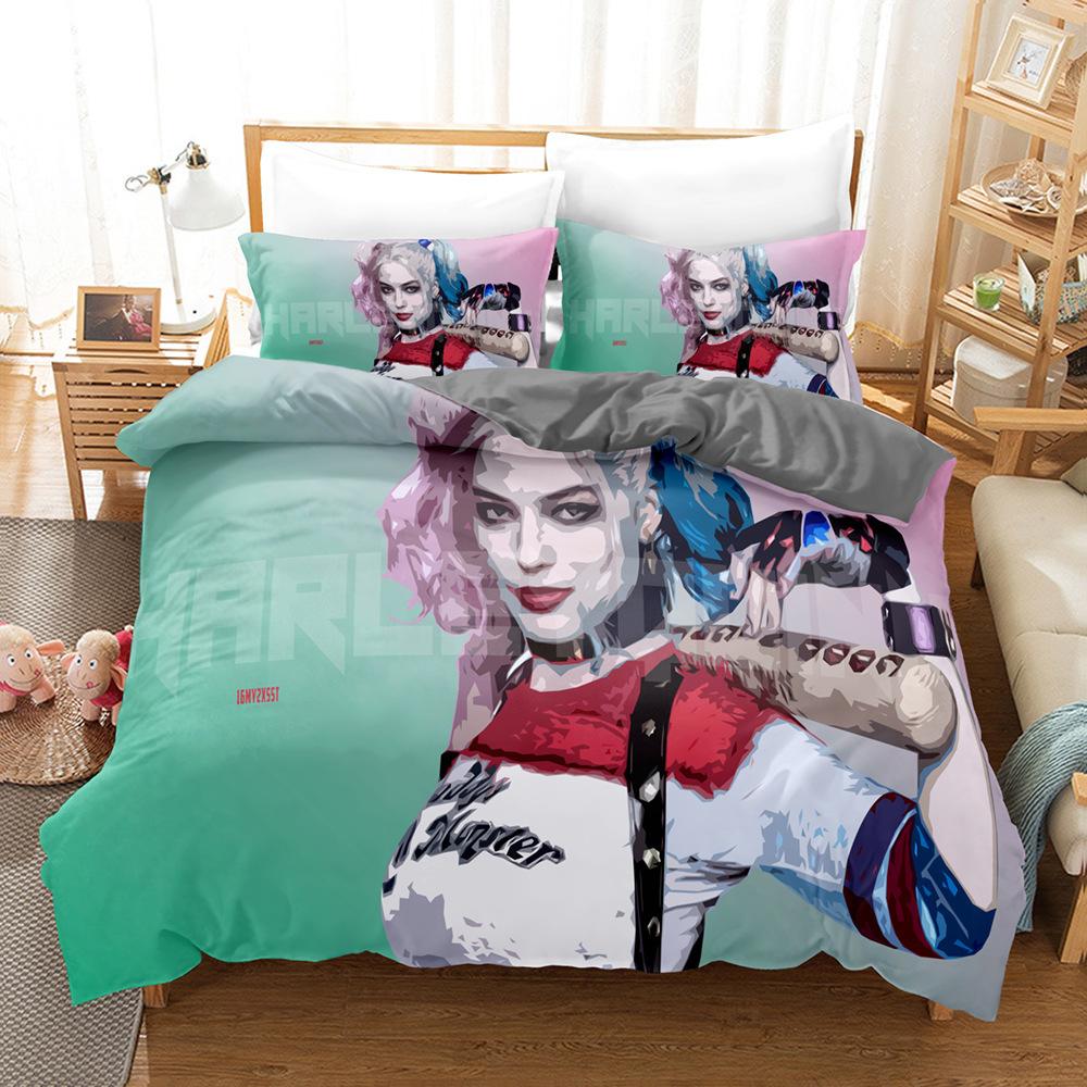 Animated film H-Harley Quinn Bedding SetJoker Duvet Cover Pillowcase 2/3pcs Adult Boy Girl Bedroom Decoration Single/Double