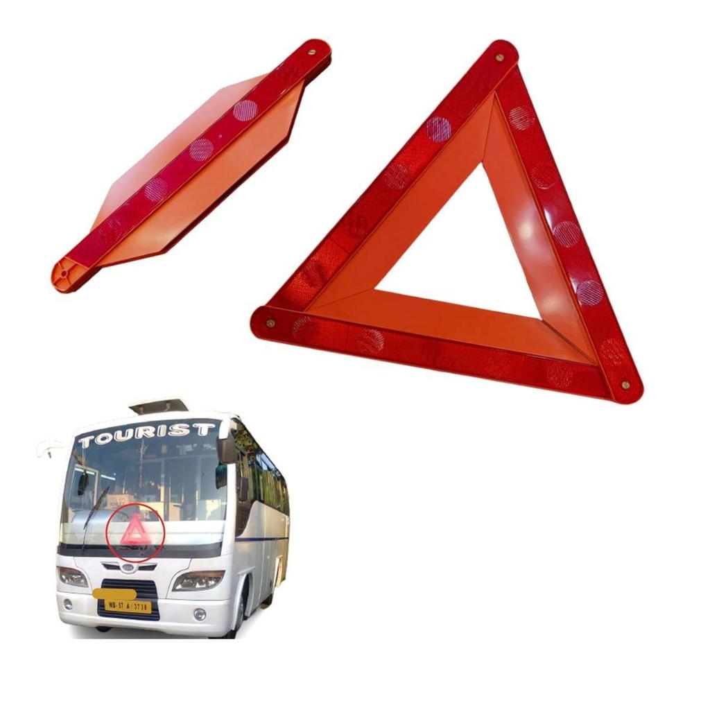 Foldable Triangle Emergency Warning Reflector Kit (2 Pcs) | Safety Warning Triangle Without Stand | 425×375mm | Universal for Car, Bike, Truck & More