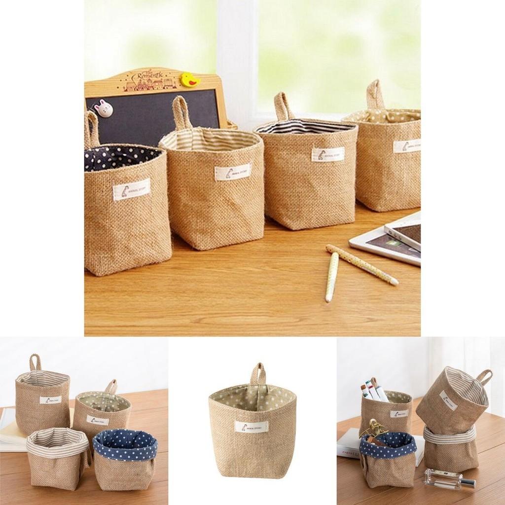 Stylish Cotton Linen Wall Hanging Mini Storage Basket For Kids Toy Sundries Organizer
