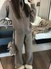 Autumn & Winter Korean-Style Thick Cardigan & Wide-Leg Pants Knit Two-Piece Set