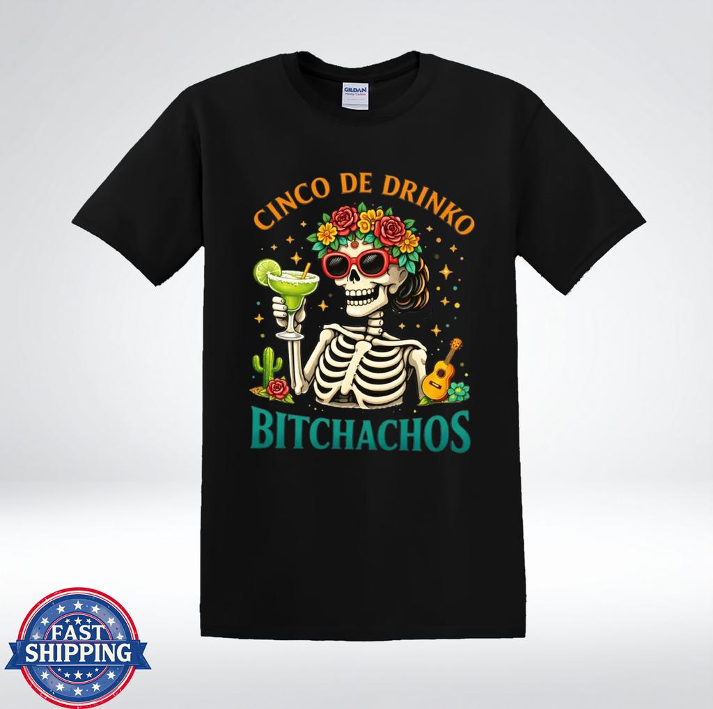 Cinco De Drinko Shirt Funny Skeleton Margarita Party Graphic T-Shirt