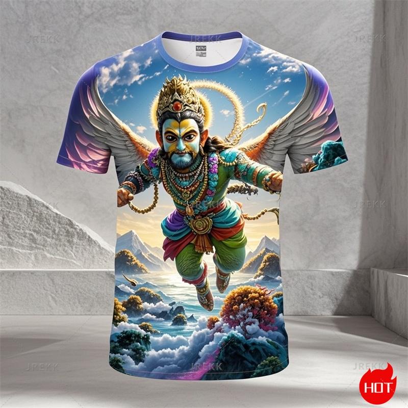 Harajuku 3D tisk Hinduistická mytologická postava Hanuman Tričko pro muže Dětská móda Legrační krátké rukávy Cool Streetwear topy