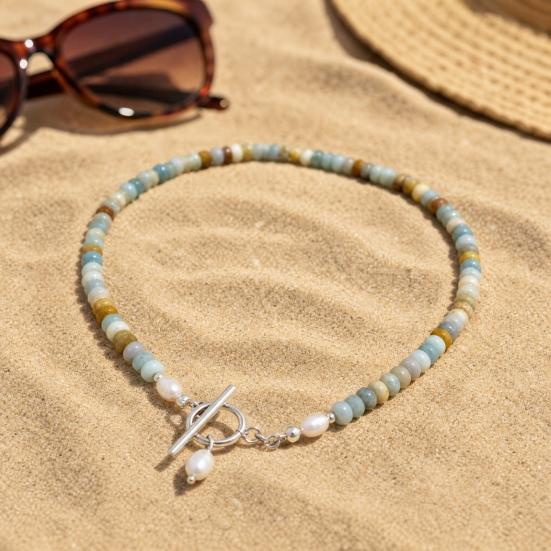 Women Necklace, Handmade Beaded Natural Gemstones Necklace, with Gold-Plated Clasp Versatile Necklace, for Daily Wear Beach Dates