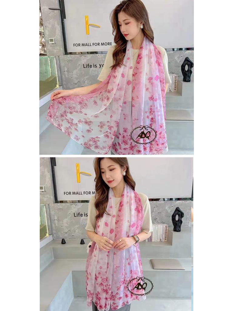 Ailishaqi Extra Large Ice Silk Floral Scarf - Lightweight Summer Sunscreen Shawl Long Beach Wrap