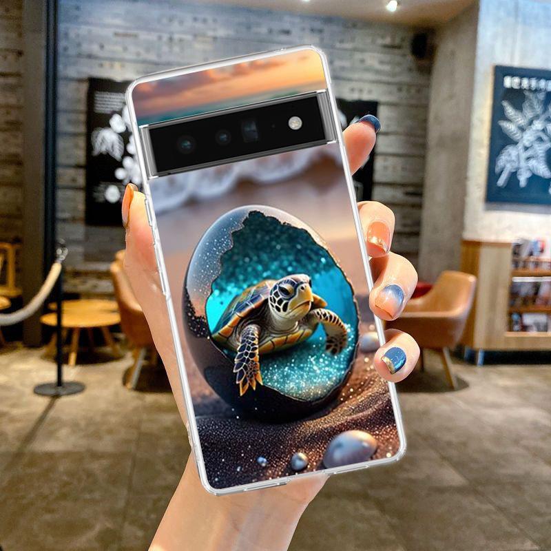 Etui Pokrowiec na Telefon dla Google Pixel 9 8 7 6 5 4 4XL 7A 6A 5A 4A 3A Pro XL Przezroczyste Miękkie Powłoka TPU Ocean Słodki Delfin Żółw Morska
