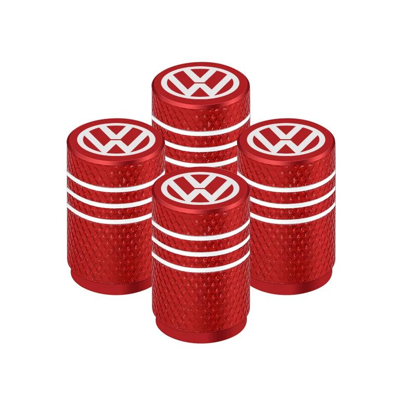 For VOLKSWAGEN VW 4Pcs Car Tire Valve Covers Aluminum Wheel Stem Air Valve Caps For Volkswagen GOLF MK6 Polo Tiguan VW GTI CADDY