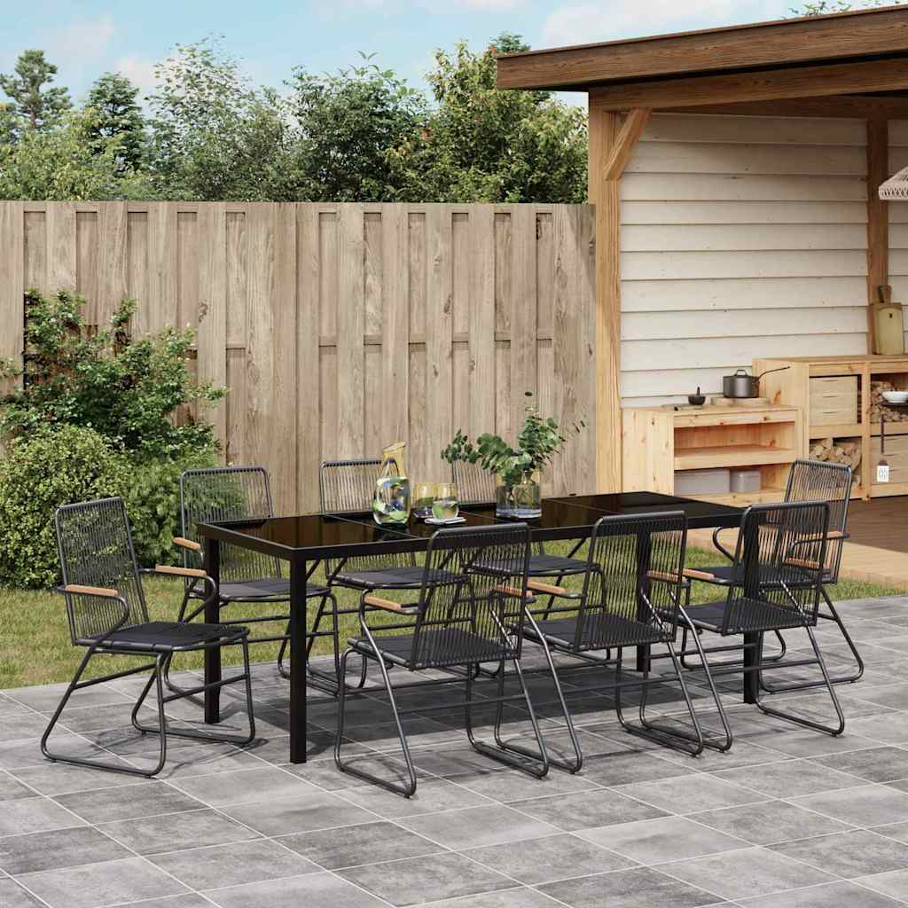 Outdoor Dining Set 9 pcs Black Powder Coated Steel