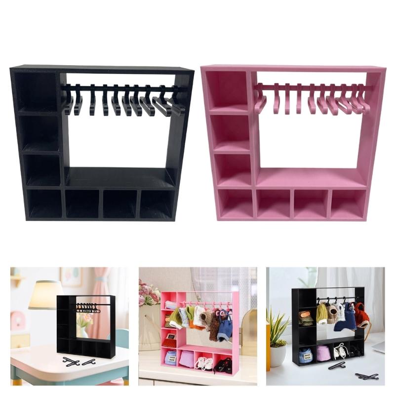 MultiFunctional Doll House Furniture Set With 10 Hangers And Open Shelves For 15/17cm Fashion Doll Storage Use