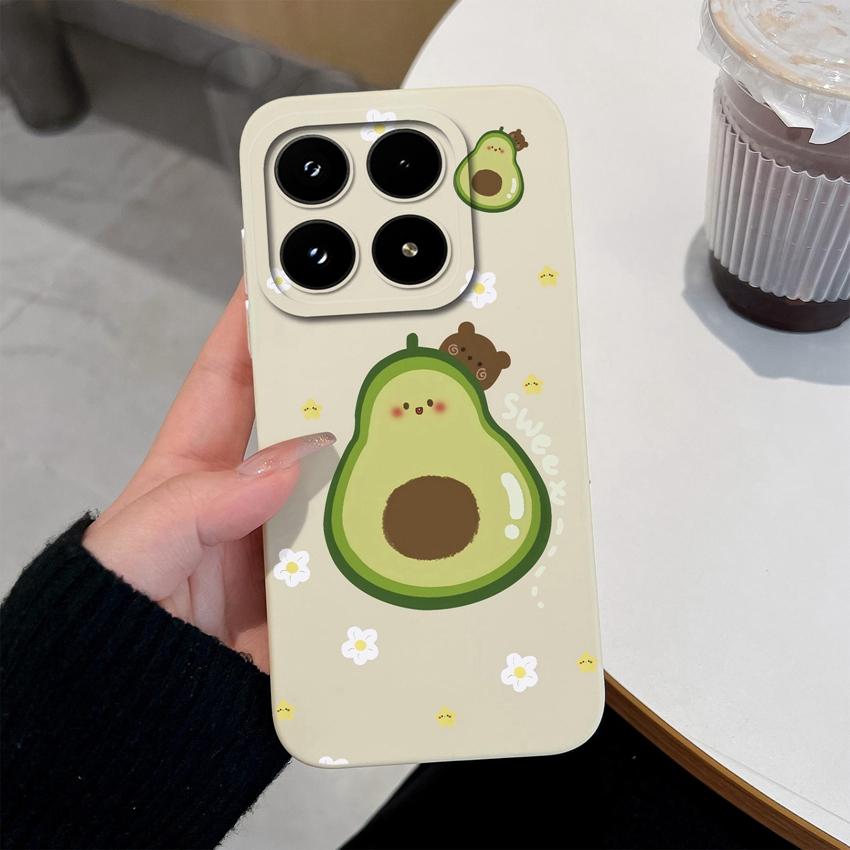 For Xiaomi 17 14 14T 15 15T Pro Poco C71 C75 M7 M8 F7 F8 Phone Case Cute Flower Avocado Pattern Shockproof Silicone Back Cover Shell For Xiaomi Casing