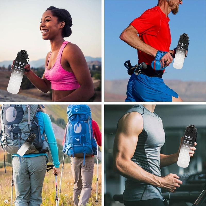 1L Sports Water Bottle Gym Travel Drinking Leakproof Bottle With Straw BPA-Free