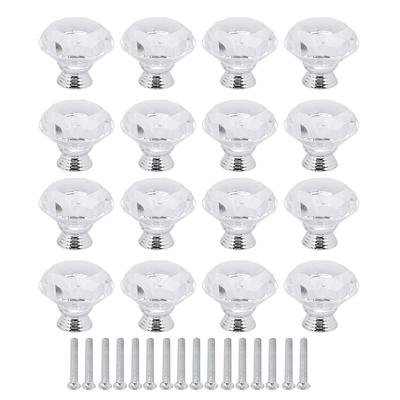 16 Pz Pomello per Mobile in Vetro Cristallo a Forma di Diamante 40mm Maniglia Tirante per Cassetto Armadio