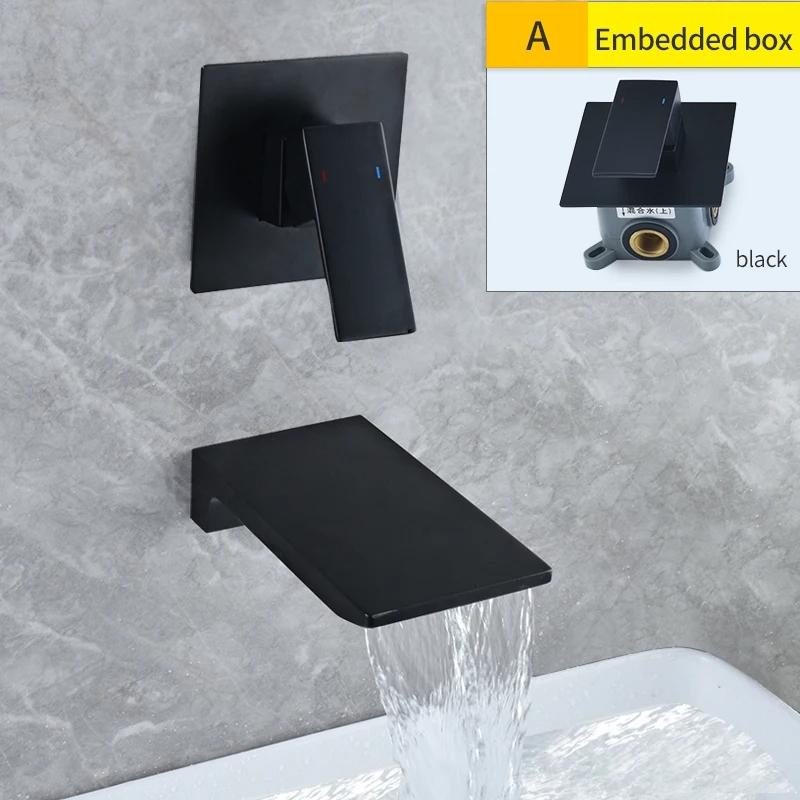 Brass Black Waterfall Basin Tap Chrome Waterfall Bathtub Sink Faucet Single Handle Bathroom Cold And Hot Mixer Tap Faucet